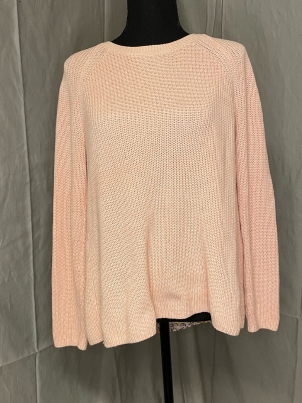 LOFT Light Pink Cotton Sweater with Floral Accent